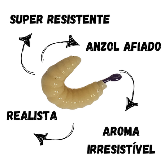 Isca Artificial Larva Bichinho da Laranja, Aromatizado C/ 10